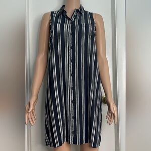 Banana republic Knee Length Dress Women's Size L White and Black